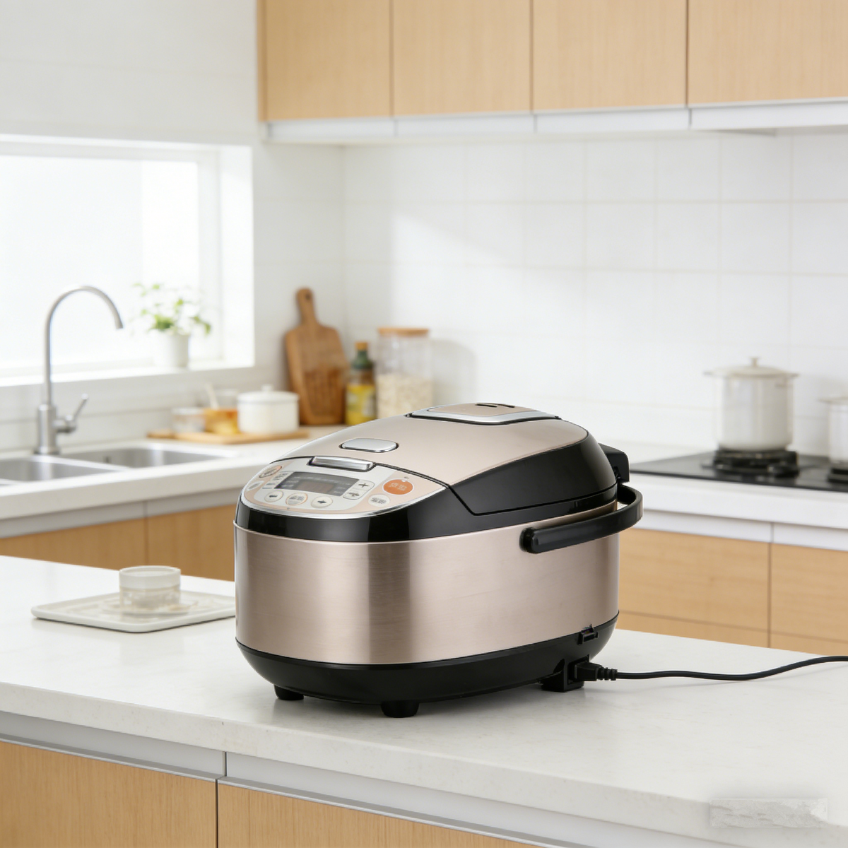 5L Large Capacity Intelligent Rice Cooker with 3D Surround Heating, Non-Stick Inner Pot, Timer & Keep-Warm Function, Perfect for Steamed Rice & Grains, Anti-Overflow & Easy to Clean.🍚
