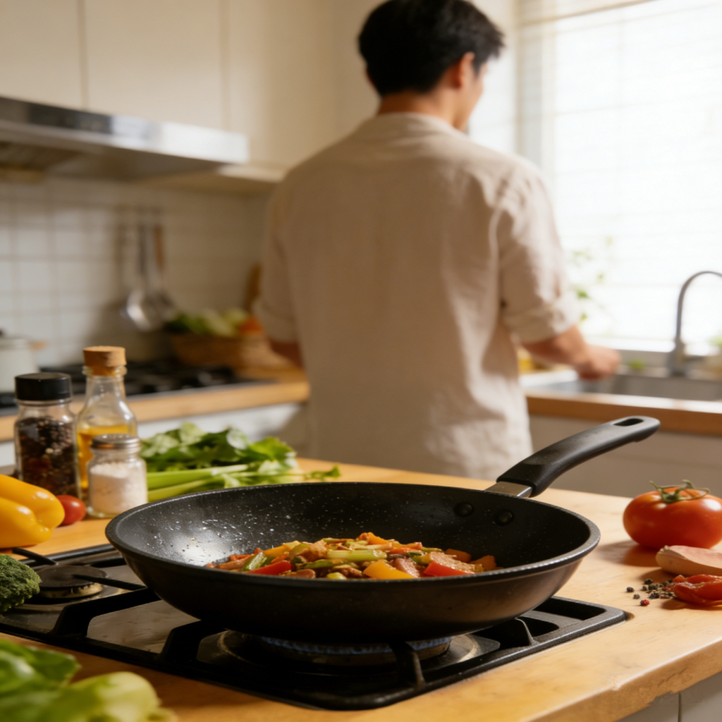 Household Non-Stick Frying Pan, Smoke-Free & Anti-Stick, High-Temperature Resistant & Scratch-Proof, Even Heat Conduction, All-in-One for Frying, Stir-Frying & Searing, Easy to Clean, Anti-Scald Handle.🍳