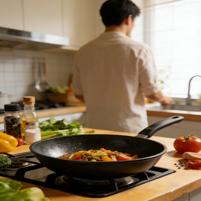 Household Non-Stick Frying Pan, Smoke-Free & Anti-Stick, High-Temperature Resistant & Scratch-Proof, Even Heat Conduction, All-in-One for Frying, Stir-Frying & Searing, Easy to Clean, Anti-Scald Handle.🍳