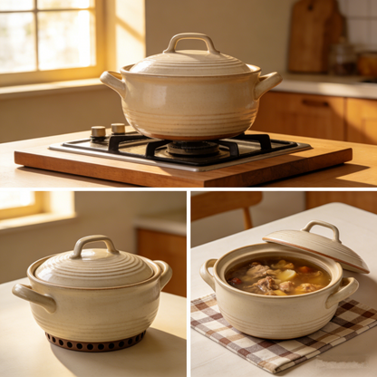 Healthy Versatile Earthen Pot, Your Reliable Kitchen Cooking Partner,High-Temp Resistant Ceramic Casserole, Lock in Flavor for Perfect Slow Stews.🍲