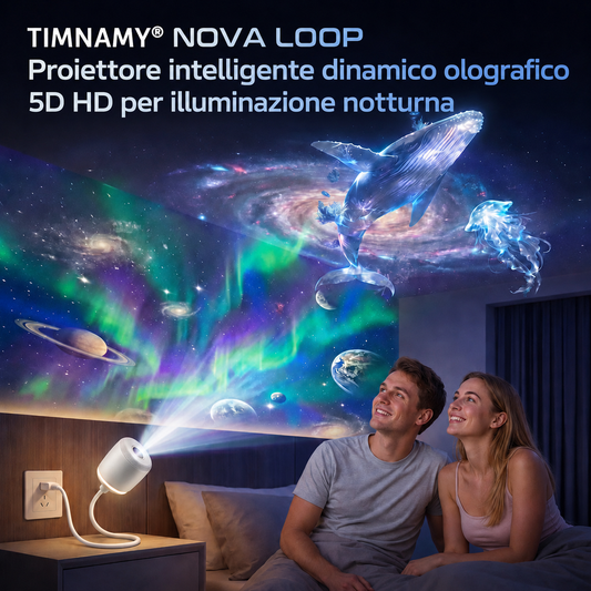 TIMNAMY® Proiettore Notturno Intelligente di Nuova Generazione – Proiezione HD Smart Dinamica Olografica 5D🟧