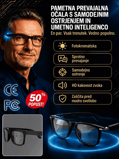 💌Pametna očala z zoomom, fotokromatskimi lečami in možnostmi prevajanja v realnem času z uporabo umetne inteligence 📌5