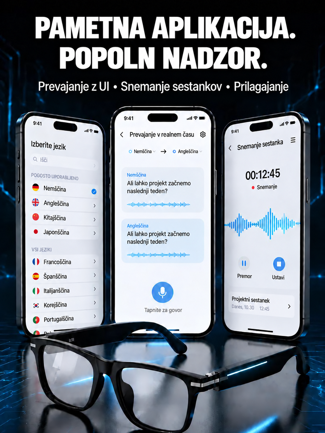 💌Pametna očala z zoomom, fotokromatskimi lečami in možnostmi prevajanja v realnem času z uporabo umetne inteligence 📌5