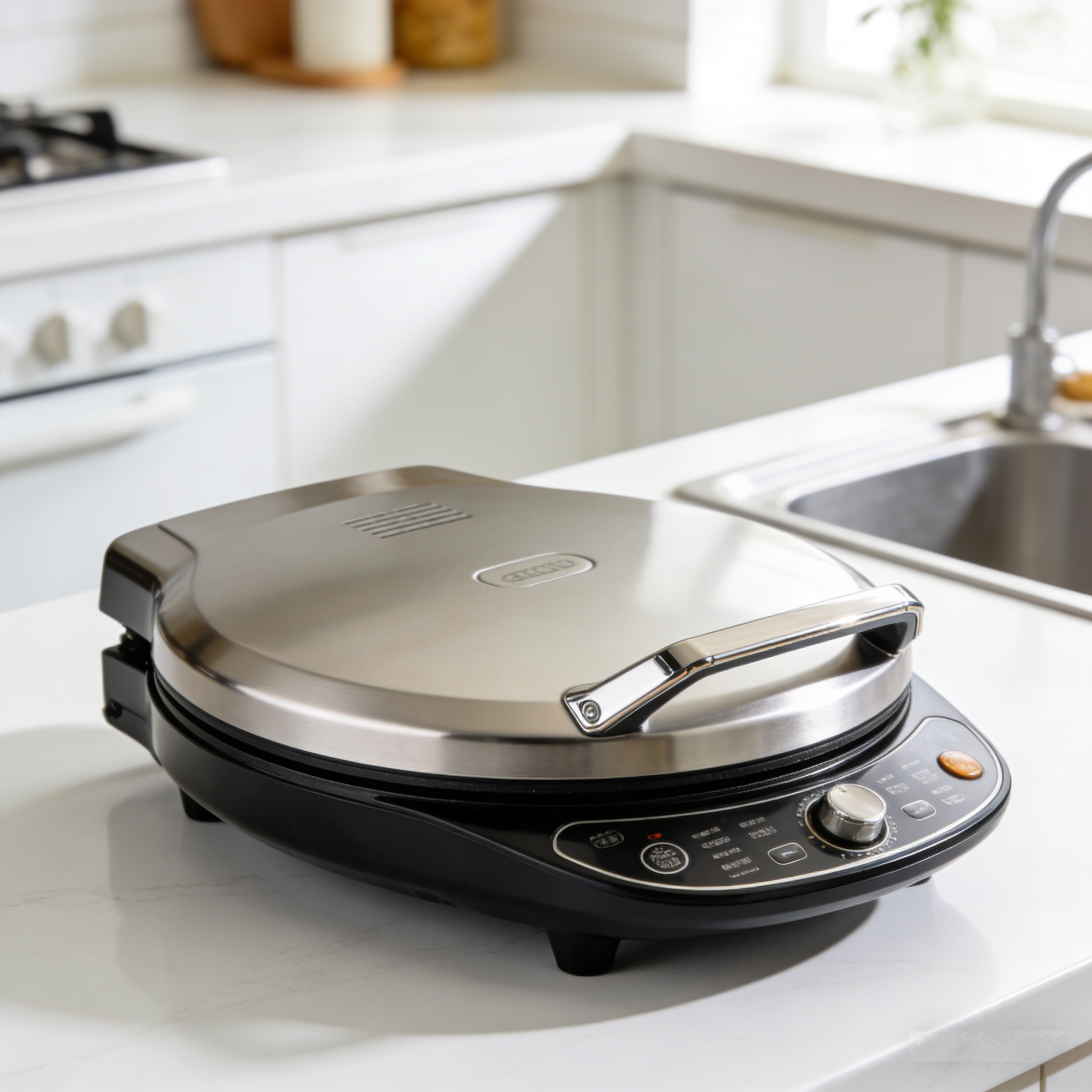 Dual-Sided Non-Stick Electric Pancake Maker – Fast Heating, Temperature Adjustable, Compact Design for Breakfast, Snacks & Daily Home Cooking. 🌿