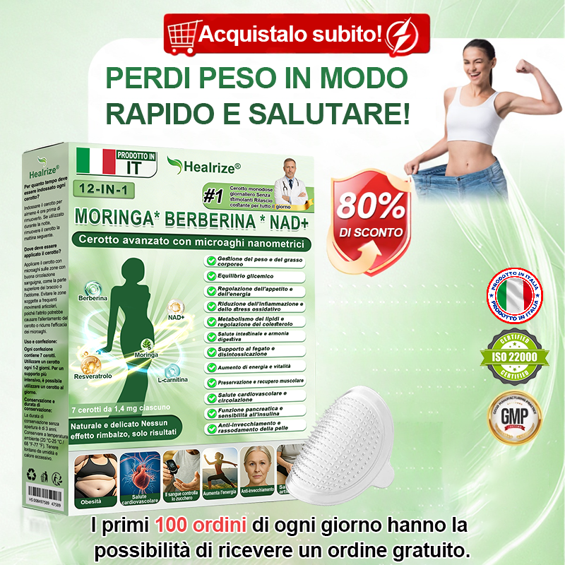 Negozio Ufficiale👩‍⚕️| H𝐞a𝐥r𝐢z𝐞® 12-IN-1 Morin𝑎 * B𝐞r𝐛e𝐫i𝐧e * N𝐀D+ Avanzato Nano Micronedle Patch (Un'applicazione giornaliera, cambiamenti visibili in 7 giorni) 🏆 Per obesità, pelle cadente, diabete, apnee notturne, e problemi articolari 🏆