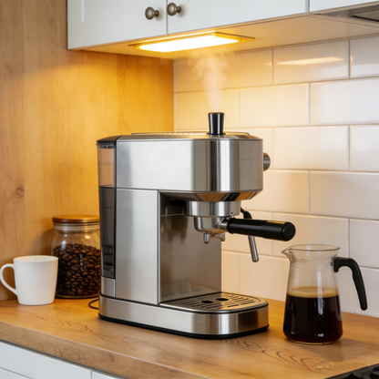 Smart Household Coffee Maker with One-Touch Extraction, Adjustable Strength, Removable Brewing Head, Easy to Clean, Quiet & Energy-Saving, Freshly Ground & Brewed, Suitable for Home & Office, Beginner-Friendly.☕