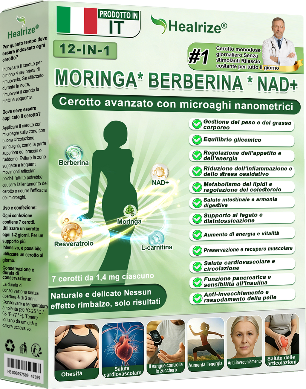 Negozio Ufficiale👩‍⚕️| H𝐞a𝐥r𝐢z𝐞® 12-IN-1 Morin𝑎 * B𝐞r𝐛e𝐫i𝐧e * N𝐀D+ Avanzato Nano Micronedle Patch (Un'applicazione giornaliera, cambiamenti visibili in 7 giorni) 🏆 Per obesità, pelle cadente, diabete, apnee notturne, e problemi articolari 🏆