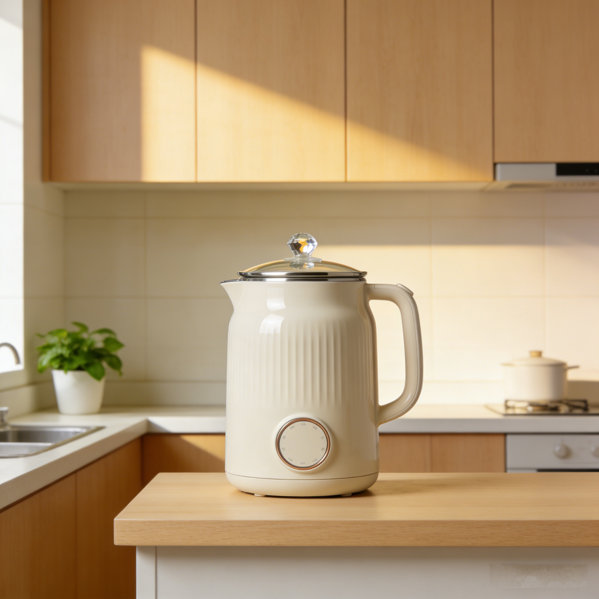 Elegant Frosted Glass Health Pot – 24H Keep Warm, Anti-Dry Burning, Multi-Functional for Nourishing Soup, Herbal Tea & Daily Healthy Living.🌻