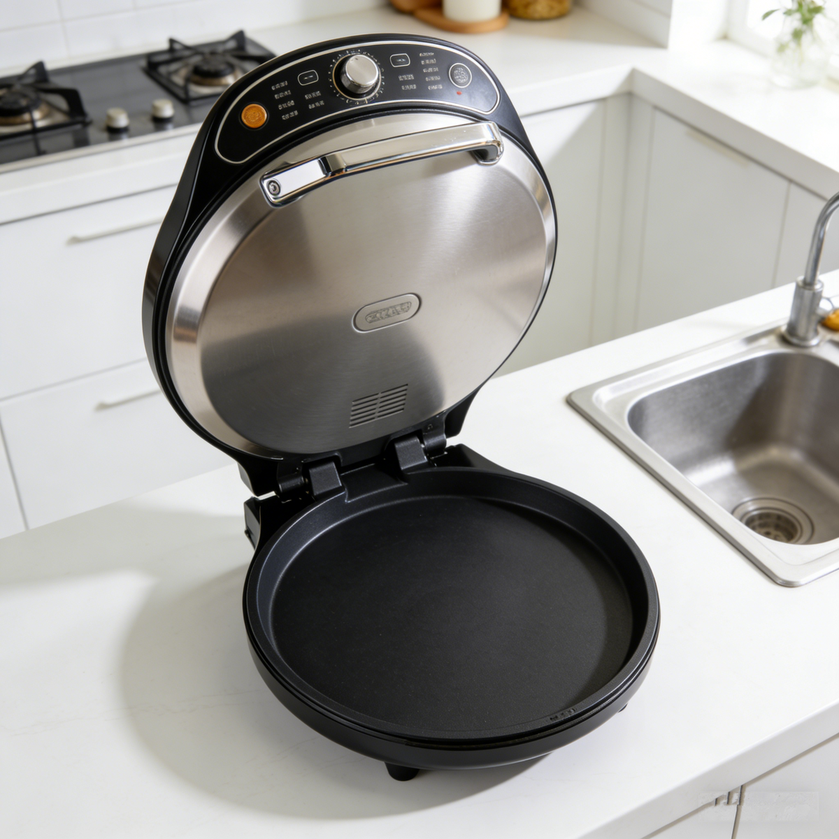 Dual-Sided Non-Stick Electric Pancake Maker – Fast Heating, Temperature Adjustable, Compact Design for Breakfast, Snacks & Daily Home Cooking. 🌿
