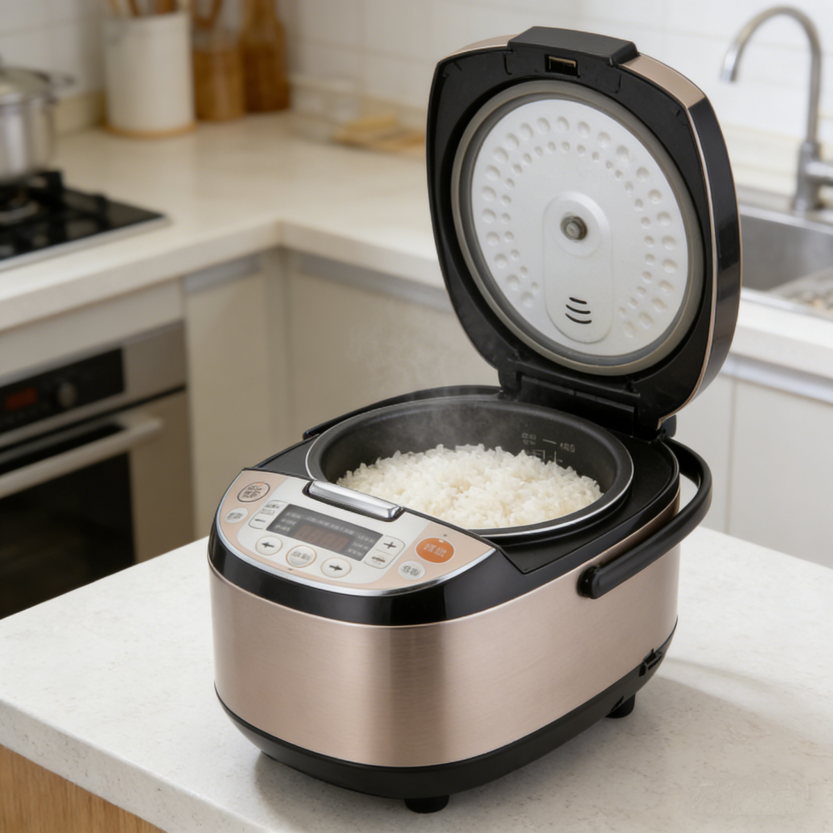 5L Large Capacity Intelligent Rice Cooker with 3D Surround Heating, Non-Stick Inner Pot, Timer & Keep-Warm Function, Perfect for Steamed Rice & Grains, Anti-Overflow & Easy to Clean.🍚