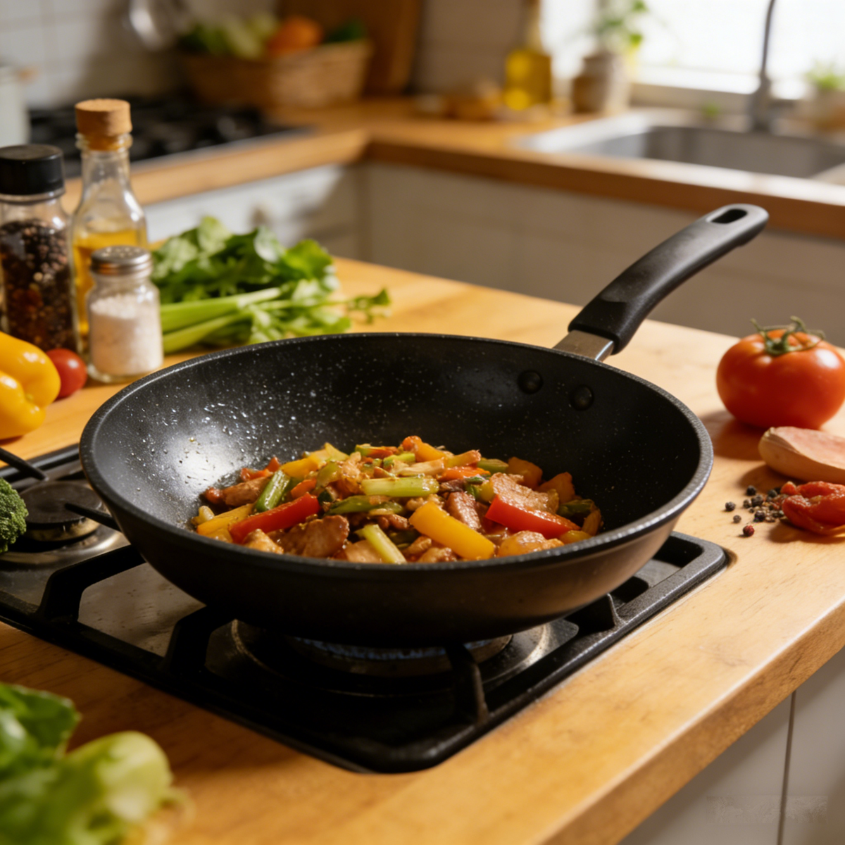 Household Non-Stick Frying Pan, Smoke-Free & Anti-Stick, High-Temperature Resistant & Scratch-Proof, Even Heat Conduction, All-in-One for Frying, Stir-Frying & Searing, Easy to Clean, Anti-Scald Handle.🍳